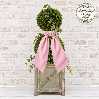 Classic Solid Wreath Sash, Personalized Front Door Bow, 52 or 72 Inch Wreath Sash, Rick Rack Trim Option