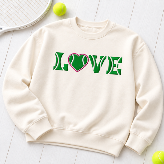 LOVE Tennis Heart embroidered crew hero listing photo