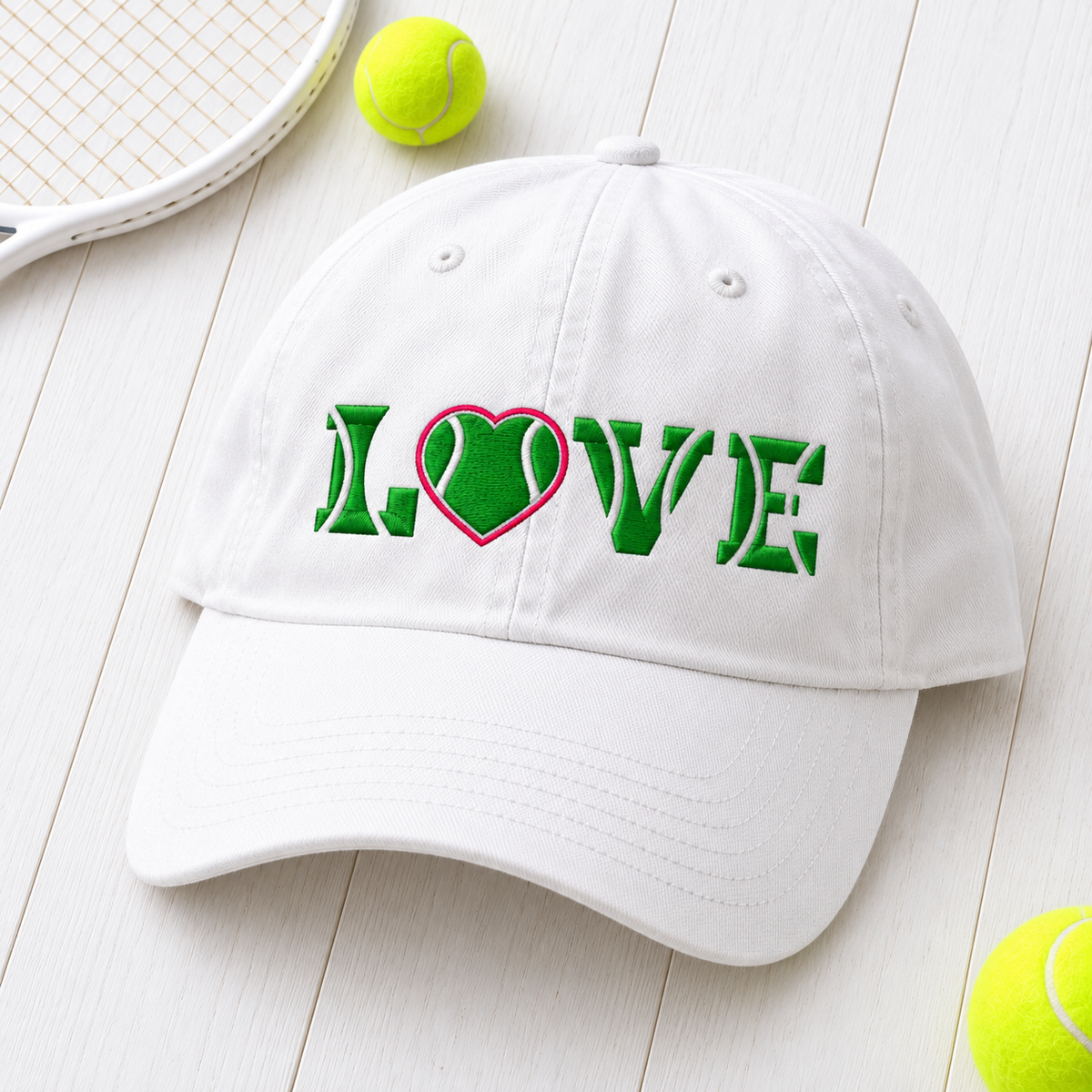 LOVE Tennis Heart embroidered hat hero listing photo