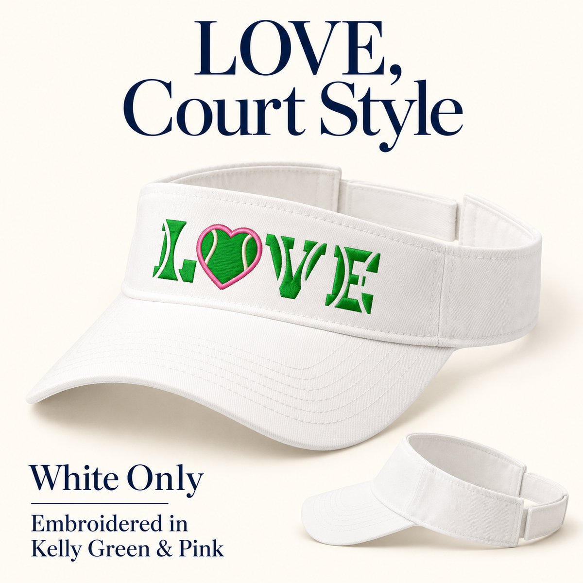 LOVE Tennis Heart embroidered visor options listing photo