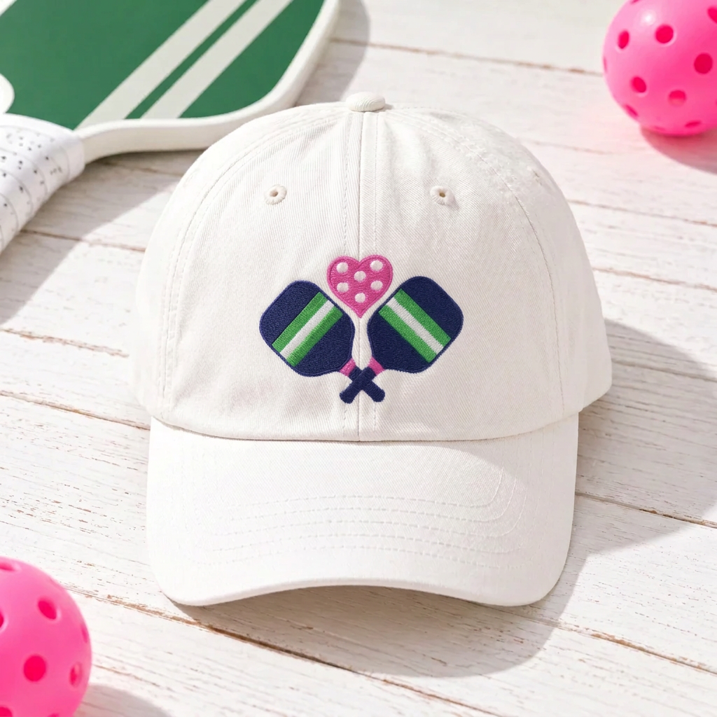 Pickleball Heart Paddles embroidered caphero