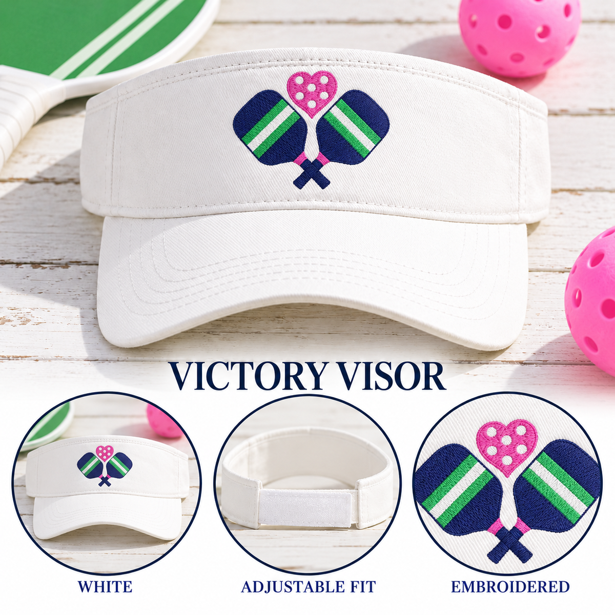Pickleball Heart Paddles embroidered visoroptions