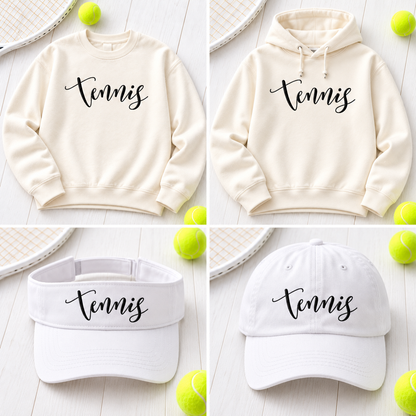 script embroidered matching crewneck hoodie Victory Visor and Courtside Cap, sold separately