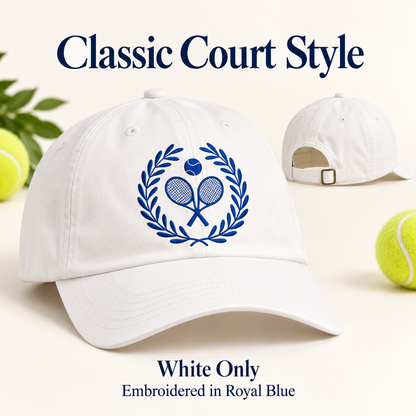 Royal blue embroidered Tennis Club Crest hat options listing photo